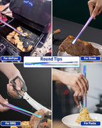 JETKONG 2 Pcs 9-Inch Culinary Tweezers Food Tweezers Kitchen Tweezer Tongs for Cooking (Rainbow)