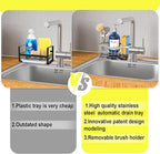 Maifan Sink Caddy Sponge Holder for Kitchen with Brush Holder and Stainless Steel Self Drain Tray, Rustproof Kitchen Sink Organizer for Sponge, Soap Dispenser Storage Accessories