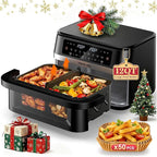 12QT Large Dual Basket Air Fryer with Flex Basket, Viewing Window and 50PCS Paper Liners, 12-in-1 Family Size with Sync & Dual & Light, Double Zone for Bake, Roast, Reheat, Dishwasher Safe