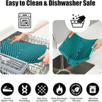 TIKNIK Silicone Dish Drying Mat, Stone Drying Mat for Kitchen Counter with Built-In Drain, Non-Slip Drain Pad with Built-in Drain, Heat Resistant Stone Drying Mat, 1Pcs 20" x 15", Green