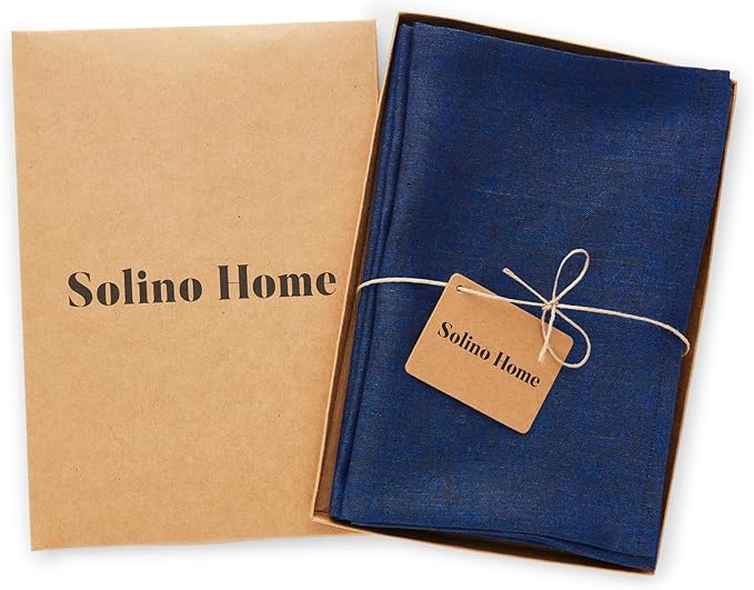 Solino Home Linen Napkins Set of 4-100% Pure Linen Royal Blue Dinner Napkins Cloth 20 x 20 Inch - Athena, Handcrafted and Machine Washable - New Year