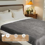Electric Heated Blanket Throw - 50"x60", Soft Flannel Heating Blanket, 4 Heating Levels, 3H Auto Shut Off, Breathable Warm and Washable for Sofa, Light Grey
