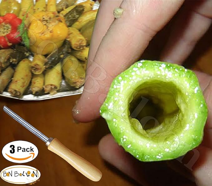 Zucchini Squash Vegetable Corer 3 pcs Corers Stainless Steel Core Remover Tool Kitchen Stuffed Vegetables Veggies Seed Remover Remove Seeds Eggplant Cucumber 8" Long Coring Tools Gadgets Drill