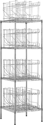 Commercial 24" x 24" Chrome Wire Shelf Kit with 8 Wire Can Racks (28W-670)