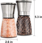 Gulex® Salt and Pepper Grinder Set Pepper Mill, Sea Salt Shaker Refillable, Adjustable Coarseness, Stainless Steel with Ceramic Rotor (Set of 2)