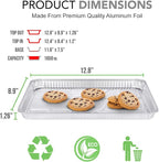 (25 Pack) 1/4 Size Cookie Sheet Baking Cake Pans l 12.8” x 8.9” Disposable Aluminum Foil Trays l Premium Heavy Duty Nonstick Baking Sheets Reusable