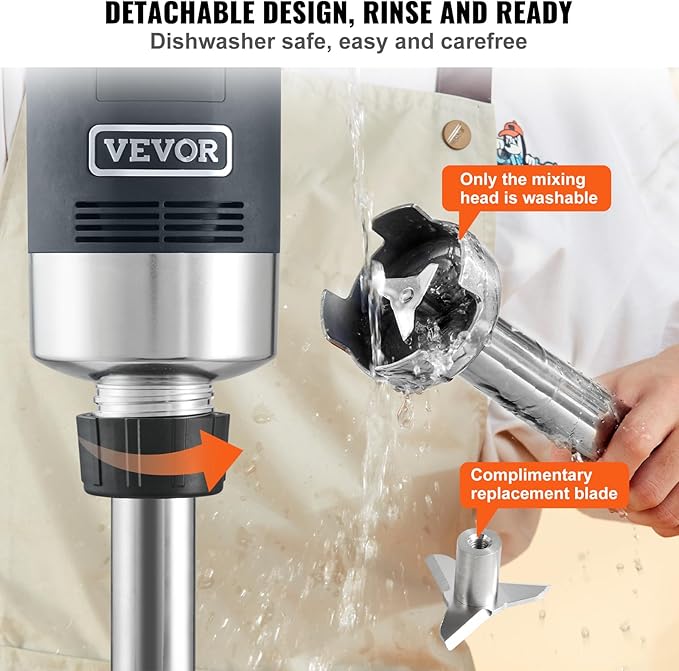 VEVOR 500W 12 Inch Heavy Duty Hand Mixer, Variable Speed Stick Mixer with 304 Stainless Steel Blade, Multi-Purpose Portable Mixer for Soup, Smoothie, Puree, Baby Food