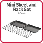 GoodCook Set of 2 Nonstick Steel 9" x 6" Toaster Oven Mini Baking Sheets with Racks, Gray