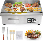 Dyna-Living Commercial Electric Griddle 22'' Flat Top Grill Countertop 3000W Stainless Steel Electric Griddle Nonstick Commercial Flat Top Griddle Countertop Grills, 122°F-572°F Temp Adjustable