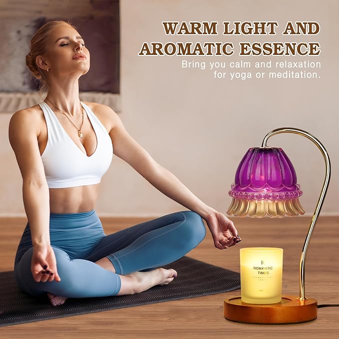 Flower Candle Warmer Lamp with Timer, Wax Warmer, Height Adjustable, Birthday Gifts for Women, Mom, Sister, Candle Lamp Warmer Gifts, Electric Dimmable Candle Warmer, Vintage Home Decor