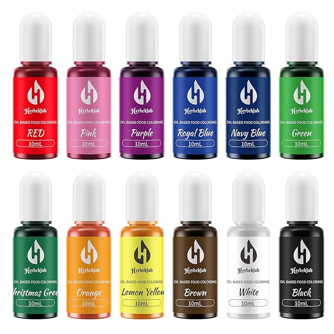 Oil Based Food Coloring for Chocolate 12 Colors x 10 ml Concentrated Oil Food Coloring for Melting Chocolate Candy Melts Cake Pops Strawberries
