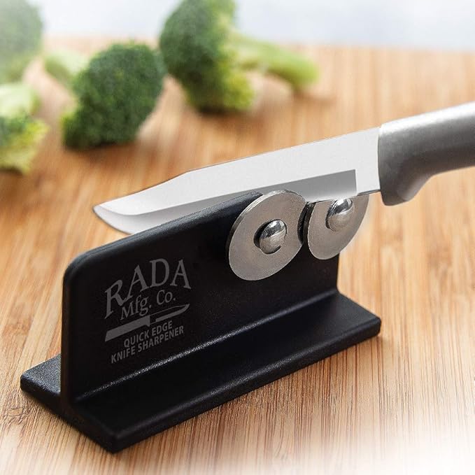 Rada Cutlery Quick Edge Knife Sharpener (R119), 3.5" x 2", Stainless Steel Wheels