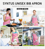 Syntus Apron for Men Women, Adjustable Cooking Kitchen Chef Aprons with 2 Pockets, Cotton/Polycotton/Polyester