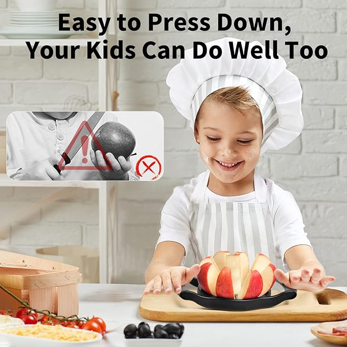 Newness 5.12 Inch Extra Large Apple Slicer, 8-Blade, Stainless Steel, Black