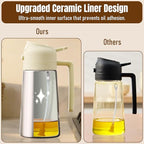 PARACITY Oil Dispenser Bottle with Stainless Steel Shell & Ceramic Sprayed Interior, 2 in 1 Olive Oil Sprayer and Dispenser, Oil Spray Bottle for Cooking, Kitchen, BBQ, Air Fryer, Salad, Baking(White)