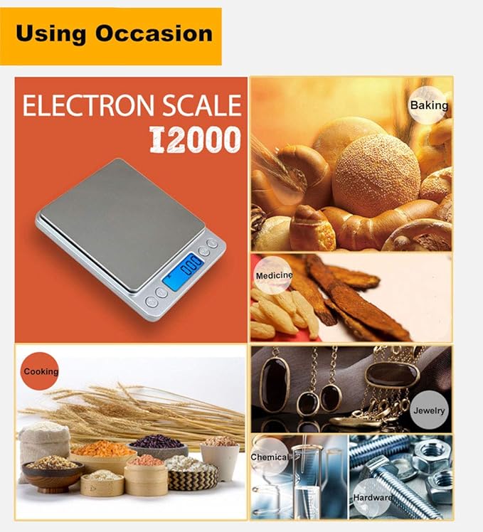 Digital Kitchen Scale,High Precision Stainless Steel Multifunction Food Scale Grams and Ounces Back-Lit LCD Display Small Pocket Jewelry Scales Auto Off,Tare,PCS,UNTS/Mode (500g/0.01g)