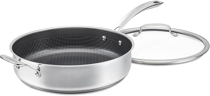 Cuisinart FusionPlus Hybrid Nonstick Stainless Steel Cookware, 5-Quart Sauté Pan with Cover and Helper, PFAS-Free PURELYSEAR Ceramic Technology, Scratch Proof, Cool Grip Handles, Dishwasher Safe