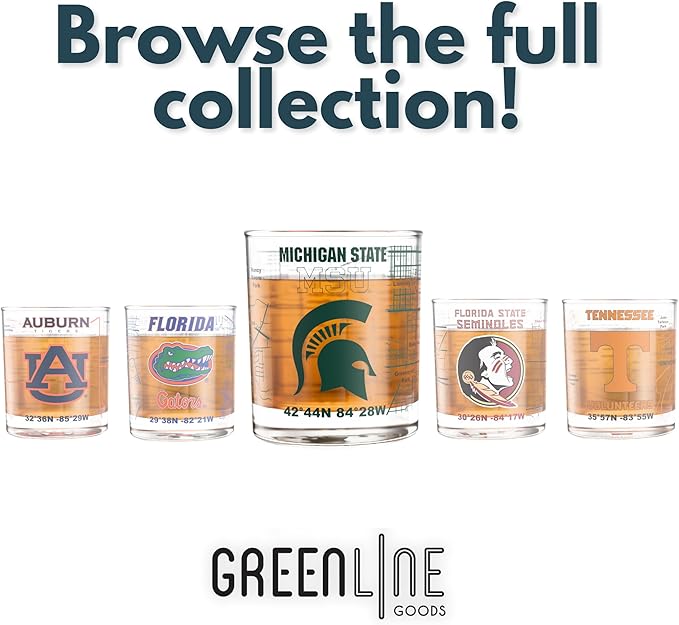 Greenline Goods – University of Syracuse Orange College Whiskey Glasses (Set of 2), 10 oz – Full-Color Logo + Campus Map