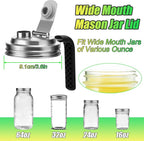 Mason Jar Pour Spout Lid Stainless Steel with Handle, Wide Mouth Pour Spout Flip Cap Lids for Mason Jars, Anticracking Leak Proof Seal Cover Airtight for Drinking Salad Dressing & Food Storing(2PCS)