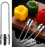 Red Bell Pepper Corer & Apple Corer Tool, 304 Stainless Steel Bell Pepper Seed Remover, Vegetable & Fruit Corer for Stuffed Peppers, Pear, Pineapple, Easy Clean Dishwasher Safe Kitchen Prep Tool