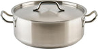 Winco Commercial-Grade Stainless Steel Brazier with Lid, 15 Quart