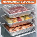 Aluminum Pans with Lids (60 Pack, 8.5"×6") 2.25 LB Capacity Foil Pans with Lids - 60 Pans and 60 Clear Dome Lids - Disposable Food Containers Tin Foil Pans for Baking, Meal Prep,Storage and Freezer