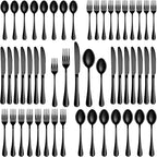 20 Pcs Black Silverware Set, Stainless Steel Flatware Set Service for 4, Mirror Polished Cutlery Utensil Set, Durable Home Kitchen Eating Tableware Set, Include Fork Knife Spoon Set, Dishwasher Safe
