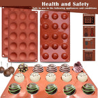 2 Pcs Chocolate Molds, 15-Cavity Semi-Sphere Non-Stick Silicone Chocolate Mold, Small Baking Baking Molds for Making Chocolate, Cake, Jelly, Mousse, Ideal Homemade Food Grade BPA Free Silicone Mold