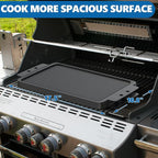 SafBbcue Upgraded 2-IN-1 Reversible Cast Iron Griddle, 17.5 x 10.8 Inch Griddle Pan with Silicone Cooling Handle, Griddle for Gas Stove, Electric, Flat Top, Portable for Stovetop or Outdoor Camping