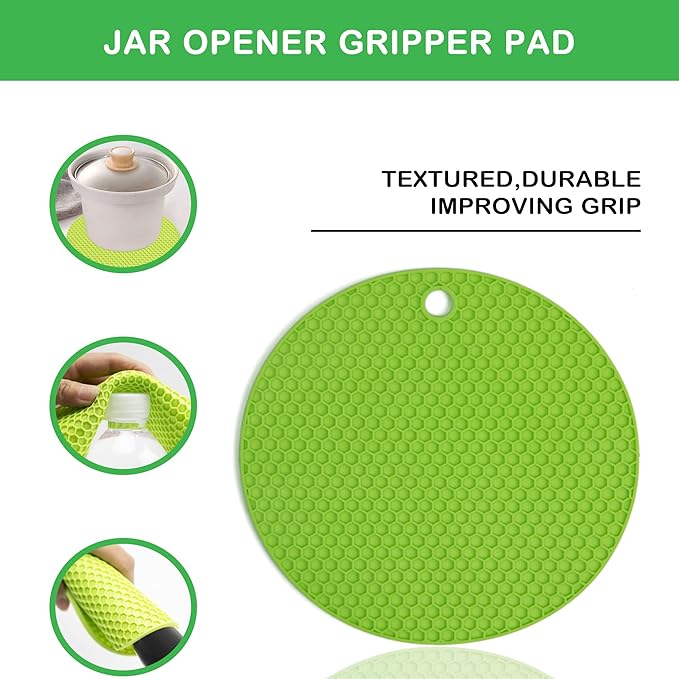 Jar Opener for Weak Hands, Seniors with Arthritis, 5 in 1 Multi Function Bottle Opener Lid Opener For Arthritic Hands with Non Slip Rubber Jar opener Gripper Pad and Corkscrew Wine Opener(GREEN)