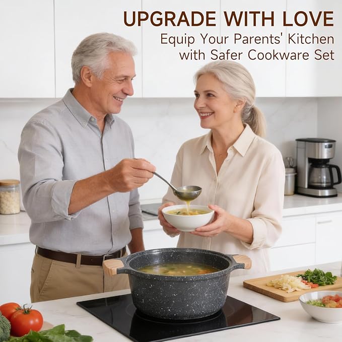 JEETEE 36Pcs Pots and Pans Set Non Stick, Cookware Set Non toxic Kitchen Healthy Induction Cooking Set W/Griddle, Sauté Pan, Baking Trays & Pancake Rake (PFOA, PFAS Free)