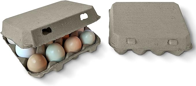 "Vintage Egg Cartons for 12 Large Eggs – Classic 3x4 Layout – Durable Recycled Cardboard – Farmhouse Style – Eco-Friendly Packaging - Tan 25 Pack