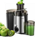Juicer Machines, HOUSNAT Juicer Whole Fruit and Vegetables with 3-Speed Setting, 400 W Motor Quick Juicing Ideal for Beginners & Light Daily Use, Cleaning Brush and Juicing Recipe Included