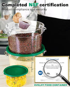 12QT NSF Food Storage Containers: 8 PCS [Food Grade][Hot&Cold Resistant] Commercial Clear Round Food Storage Containers with Scales Handles for Home Restaurant Kitchen Proof Dough(GREEN N)