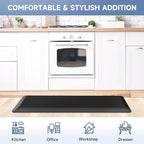 StepRite 4/5 Inch Thick Kitchen Mat Anti Fatigue Mat Kitchen Rugs Kitchen Decor Non-Slip, Stain & Water Resistant, Kitchen Mats Desk Mat for Kitchen, Office, Workshop, Black, 17'' x 47''