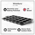 Wrenbury Mini Muffin Pan Non Toxic Set of 2 - Non Stick 24 Cup Small Cupcake Tray for Baking Joyful Bites - Dishwasher Friendly - Health Conscious Baking - 1.8" Cup