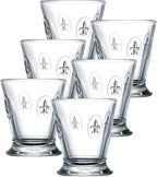 La Rochere Fleur De Lys Glass Tumbler Set of 6 – Classic French Drinking Glasses with Embossed Royal Lily Motif – Pressed Glass Tumblers for Water, Juice & Everyday Entertaining (8.5 Oz)