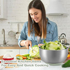 supernal 5.3Qt Stainless Steel Salad Spinner Large with Stop Button Vegetable Dryer Salad Chopper Bowl Non-Slip Base Dishwasher Safe Fruit Washer Transparent Lid & Drainage Hole Vibrant Green