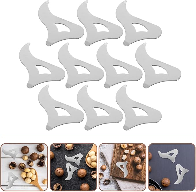 Homoyoyo 10pcs Stainless Steel Nut Crackers and Sheller Tool Set, Compact Pecan Sheller Machine and Nut Opener for Macadamia, Walnut, Hazelnut, Kitchen Specialty Gadget for Home Use