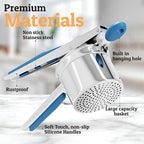 PriorityChef Large 15oz Potato Ricer, Heavy Duty Stainless Steel Potato Masher and Ricer Kitchen Tool, Press and Mash Kitchen Gadget For Perfect Mashed Potatoes - Everytime, Blue