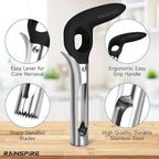 Upgraded Handle Premium Apple Corer Tool, Ultra Sharp, 304 Stainless Steel, Dishwasher Safe, Serrated Blades for Easy Coring, Black
