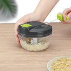 Multi-Function Manual Food Chopper & Processors with Handle and Cover,Vegetable Chopper Shredder,Garlic Press,Suitable for Onions Garlic Peppers Carrots Gingers Fruits,Ideal Gift for Kitchen(Green)