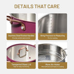 CAROTE 8QT Full Clad Tri Ply Stainless Steel Stock Pot with Lid, Kitchen Stockpot Soup Pot, Outer Ceramic Layer, Even Heating, All Stoves Compatible, Oven & Dishwasher Safe, Stay Cool Handle, Purple