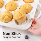 Silicone Muffin Pans for Baking, Metal Reinforced Frame 12 Cups Regular Size Silicone Cupcake Pan Nonstick Muffin Tin for Baking Muffin, Cupcake, Frittatas,BPA Free, Silicone Molds Dishwasher Safe