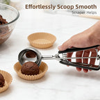 Large Ice Cream Scoop 65MM, Trigger Release Stainless Steel Cookie Scoop, Portion Scoop 2.82 oz/80ml, Commercial Food Disher, for Portion Control, Cookie Dough, Cupcake Batter (5.3 Tablespoon)