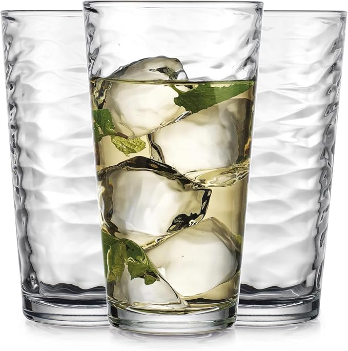 Glaver's Drinking Glasses Set of 10 Highball Glass Cups, 17 Oz Cooler Glassware. Home and Bar Everyday Basic Drinkware Elegant Kitchen Glasses for Water, Juice, Cocktails, Iced Tea.