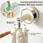 MFMYEE Kitchen Suction Cup Hook, 360 Degree Rotating Storage with Multiple Claws, Punch-Free Organizer, Shower Suction Cup with 6 Hooks (White)