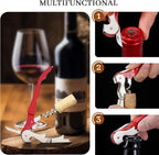 HYZ 2-Pack Wine Opener Waiter Corkscrew, Professional Wine Key for Servers, Bartender with Foil Cutter, Manual Wine Bottle Opener Double Hinged (Red)