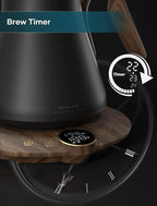 INTASTING Gooseneck Electric Kettle with ±1℉ Temperature Control for Pour Over Coffee & Tea, Quick Heating, BPA-Free Stainless Steel, Built-in Brew Timer, 1500W/0.9L (Rainforest)