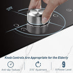 Noxton Electric Cooktop 24 Inch, Knob Control 4 Burners Electric Stovetop, Built-in Radiant Ceramic Stove, Residual Heat Indicator, Overheating protection, 6000W 220-240V Hard Wired (No Plug)